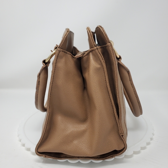 LuLu Guinness Tan Multipocket Handbag with Gold Accents - Picture 4 of 15